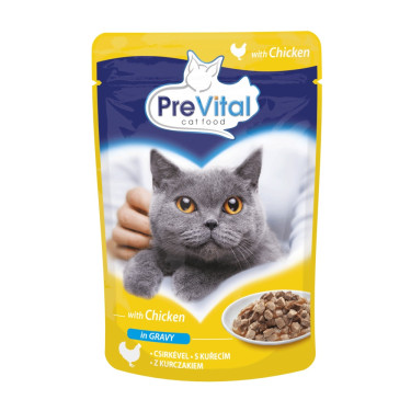 Kapsička pre mačky PreVital 100 g - kuracie v omáčke