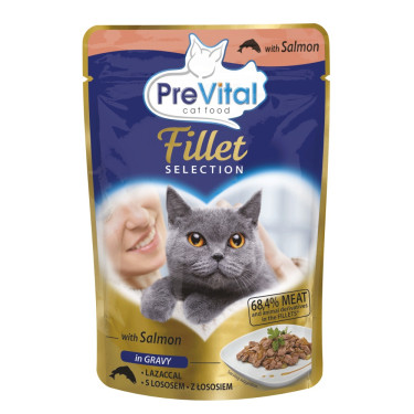 Kapsička pre mačky PreVital Fillet Selection mačka losos, vrecko 85 g
