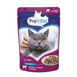 Vrecko pre mačky PreVital 100 g - teľacie v omáčke 