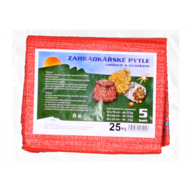 Vrece rašlový s úväzkom nosnosť 25kg červené 50x72cm 5ks