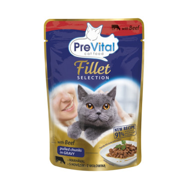 PreVital Fillet Selection mačka hovädzie, vrecko 85 g