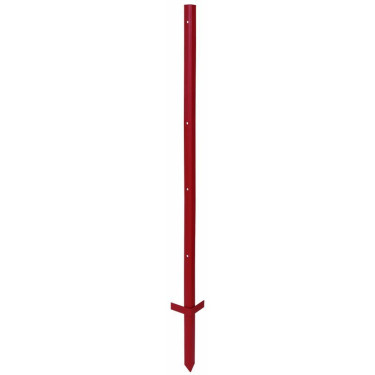 Kovový stĺpik pre elektrický ohradník 115 cm x 3 mm, 5 otvorov - dvojitý nášľap, červený