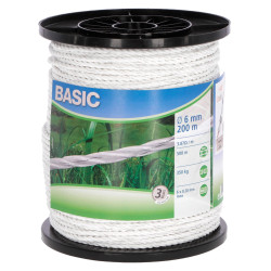 Ohradníkové lano BASIC 200 m, 6 mm, biele, nehrdzavejúca oceľ 6 x 0,20 mm