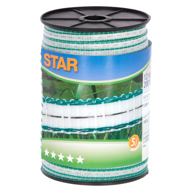Ohradníková páska Star 200 m, 12 mm, bielo-zelená