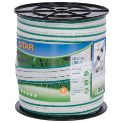 Ohradníková páska Star 200 m, 40 mm, bielo-zelená