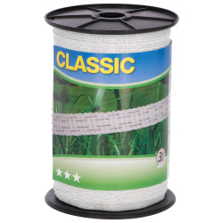 Ohradníková páska Classic 200 m, 10 mm, biela, 2×0,2 + 2×0,3 Niro
