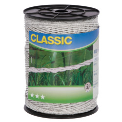 Ohradníkové lanko Classic (polywire) 400 m, biele, 9 × 0,20 Niro