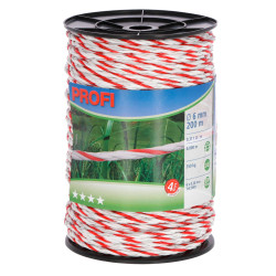 Lanko pre elektrický ohradník PROFI 200 m 6 mm biela/červená