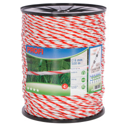 Lanko pre elektrický ohradník PROFI 500 m 6 mm biela/červená