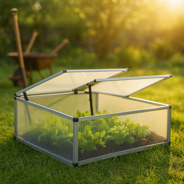 Wiltec Double Cold Frame skleník z hliníka, 100 x 120 x 40 cm - 4 krídla